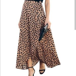 Brown and black print skirt